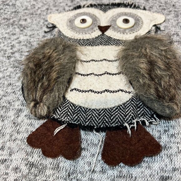 Aurora Baby OWL Sweater Girls Size 140 (7-8)‎ Novelty Grey Crewneck Pullover - Picture 5 of 9